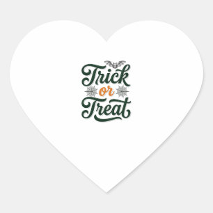 Vintage Trick Or Treat Halloween Typography Design Heart Sticker
