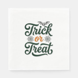 Vintage Trick Or Treat Halloween Typography Design Napkin