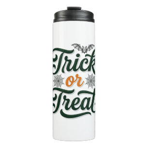 Vintage Trick Or Treat Halloween Typography Design Thermal Tumbler