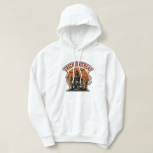 Vintage Trick Or Treat Haunted House Halloween Art Hoodie