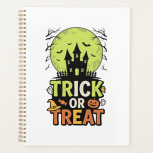 Vintage Trick or Treat Haunted House Halloween Des Planner
