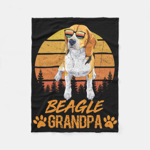 Vintage Tricolor Beagle Dog Grandpa Paw Dad Father Fleece Blanket