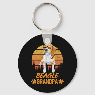Vintage Tricolor Beagle Dog Grandpa Paw Dad Father Key Ring