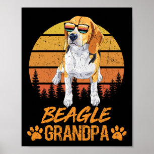 Vintage Tricolor Beagle Dog Grandpa Paw Dad Father Poster