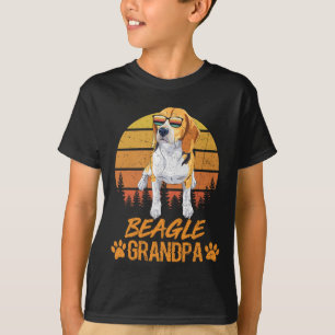 Vintage Tricolor Beagle Dog Grandpa Paw Dad Father T-Shirt
