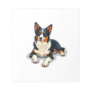 Vintage Tricolor Border Collie Portrait Dog Illust Notepad