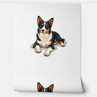 Vintage Tricolor Border Collie Portrait Dog Illust Wallpaper