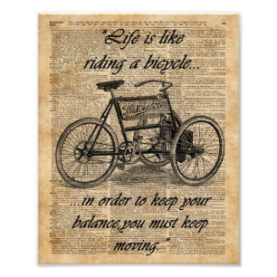 Vintage Tricycle Dictionary Art Bicycle Quote Photo Print