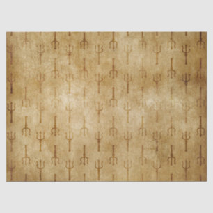 Vintage Tridents on Distressed Brown Decoupage Tissue Paper