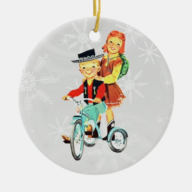 Vintage Trike Ceramic Tree Decoration (Front)