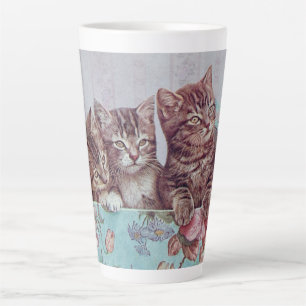 Vintage trio of cute Kittens in box Latte Mug