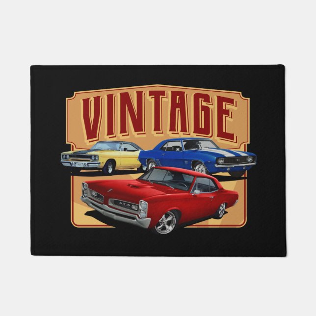 Vintage Trio Of Muscle Cars Doormat (Front)