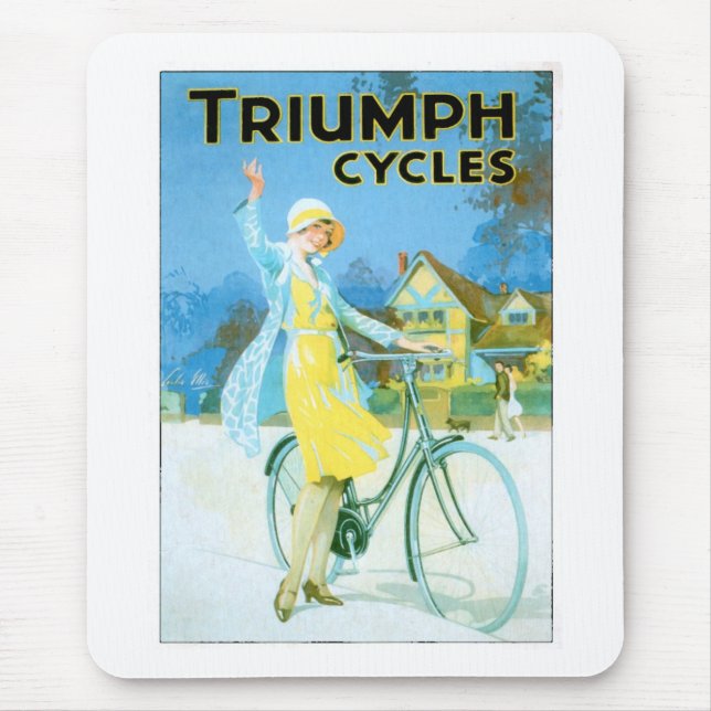 Vintage Triumph Cycles Bicycle Poster Mouse Mat (Front)