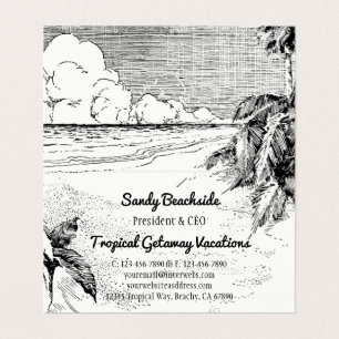 Vintage Tropical Beach Custom Folded Business Card
