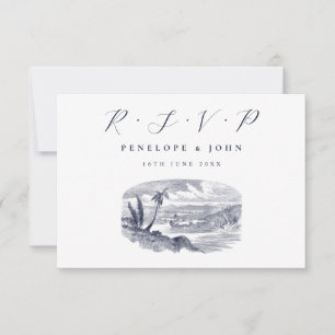 Vintage Tropical Beach Destination Wedding RSVP Card