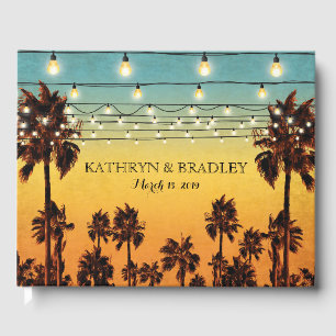 Vintage Tropical Beach Palm Hawaiian Wedding Guest Book