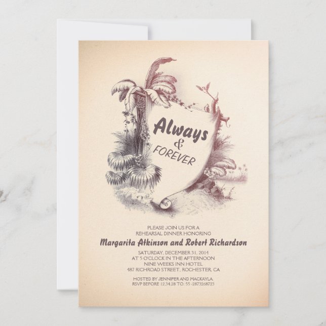 vintage tropical beach | rehearsal dinner invitation (Front)