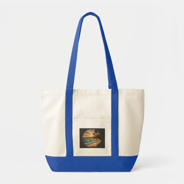 Vintage Tropical Beach Sunset Tote Bag (Front)
