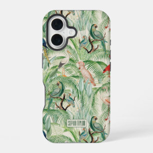Vintage Tropical Birds and Palm leaves iPhone 16 Case