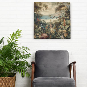 Vintage Tropical Botanical Paradise Art    Canvas Print