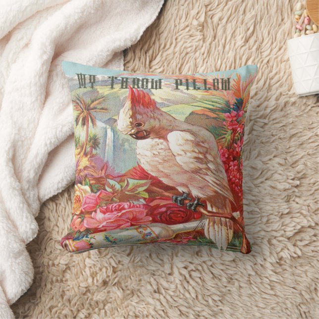 Vintage Tropical Cockatoo  Cushion (Blanket)