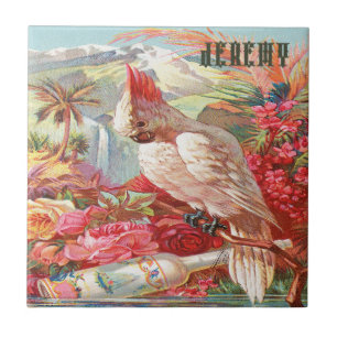 Vintage Tropical Cockatoo Poster Tile