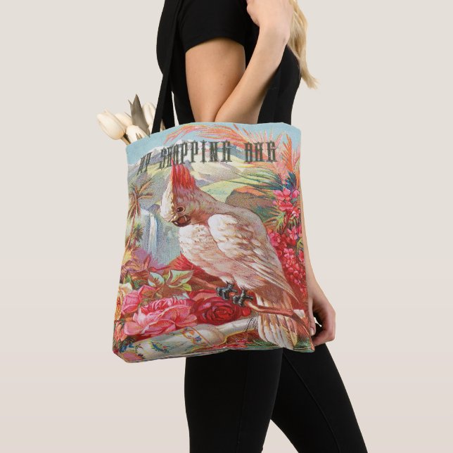 Vintage Tropical Cockatoo Poster  Tote Bag (Close Up)