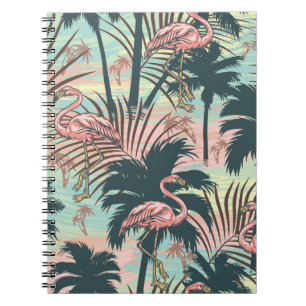 Vintage tropical colorful seamless pattern with pi notebook