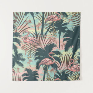 Vintage tropical colorful seamless pattern with pi tapestry