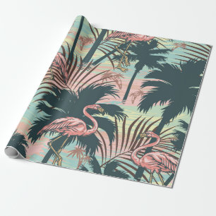 Vintage tropical colourful seamless pattern with p wrapping paper