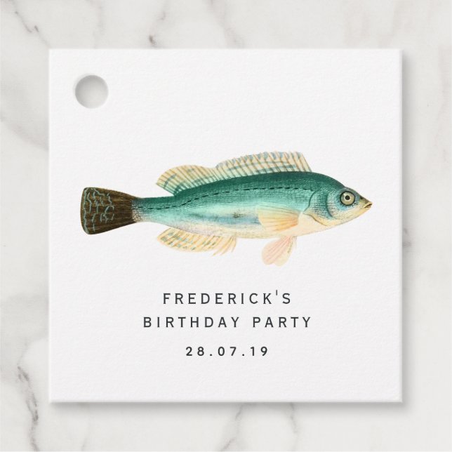Vintage Tropical Fish Favour Tags (Front)