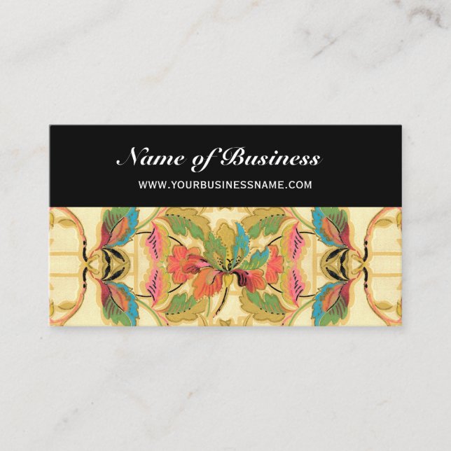 Vintage Tropical Floral Wallpaper Pattern Business Card (Front)