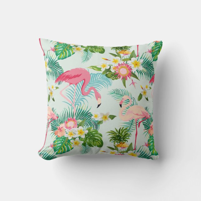 Vintage Tropical Flowers And Birds Cushion (Front)