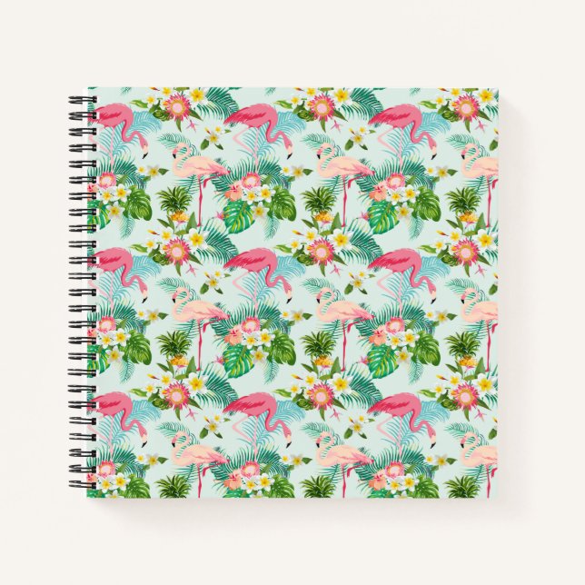 Vintage Tropical Flowers And Birds Notebook (Front)