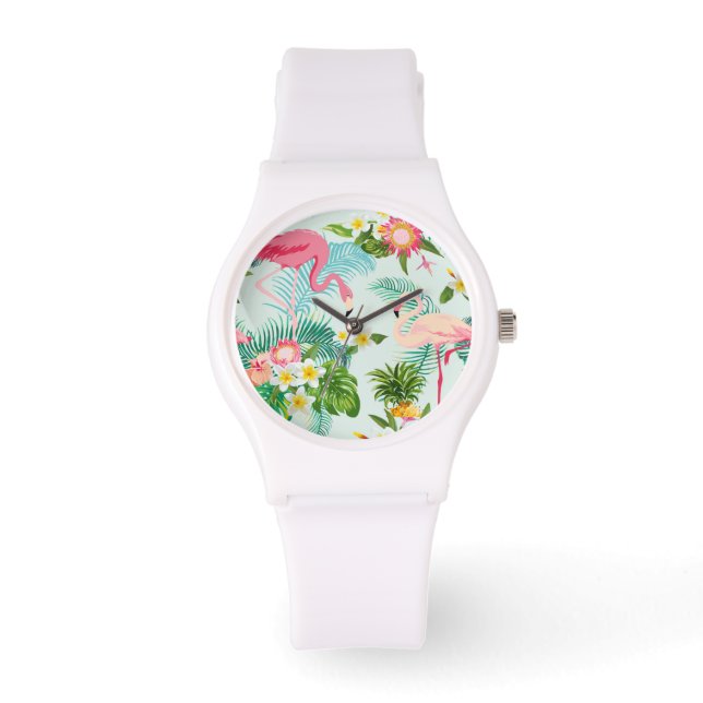 Vintage Tropical Flowers And Birds Watch (Front)