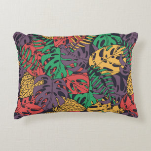 Vintage tropical flowers seamless pattern decorative cushion