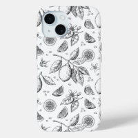 Vintage Tropical Fruit Lemon Floral Pattern