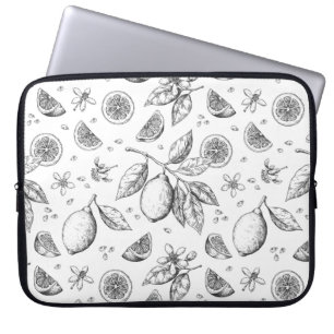 Vintage Tropical Fruit Lemon Floral Pattern Laptop Sleeve