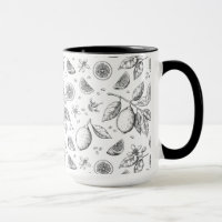 Vintage Tropical Fruit Lemon Floral Pattern