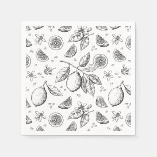 Vintage Tropical Fruit Lemon Floral Pattern Napkin