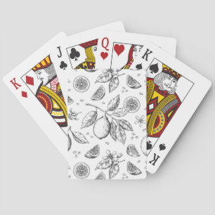 Vintage Tropical Fruit Lemon Floral Pattern Playing Cards