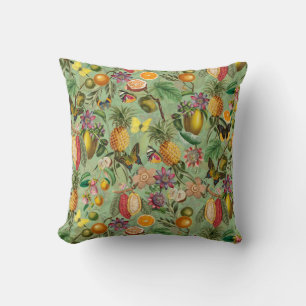 Vintage Tropical Fruits Throw Pillow