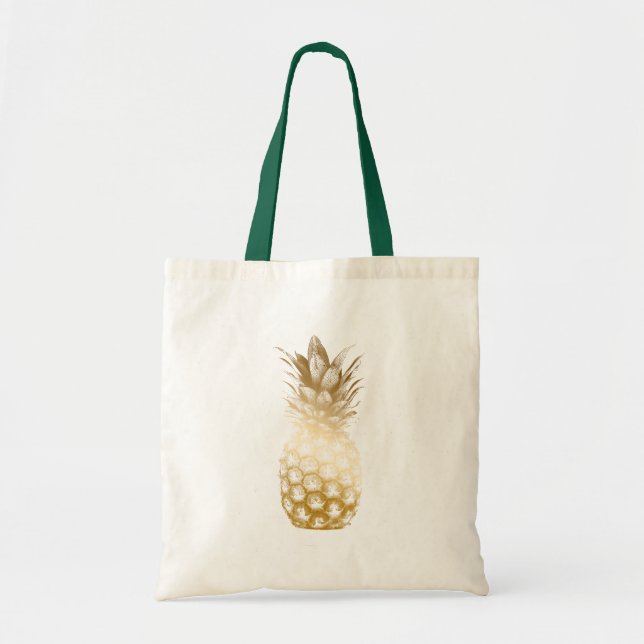 Vintage Tropical Gold Pineapple Tote Bag (Front)