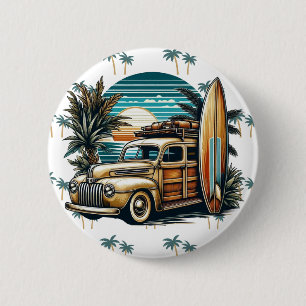 vintage tropical/Hawaiian surf truck 6 Cm Round Badge