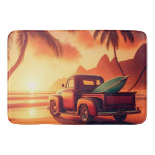 vintage tropical/Hawaiian surf truck Bath Mat