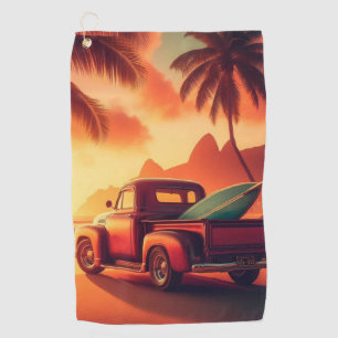 vintage tropical/Hawaiian surf truck Golf Towel