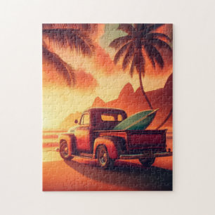 vintage tropical/Hawaiian surf truck Jigsaw Puzzle