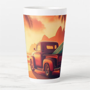 vintage tropical/Hawaiian surf truck Latte Mug