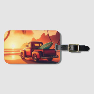 vintage tropical/Hawaiian surf truck Luggage Tag