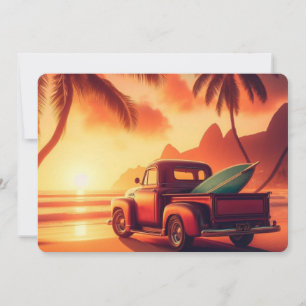 vintage tropical/Hawaiian surf truck Save The Date